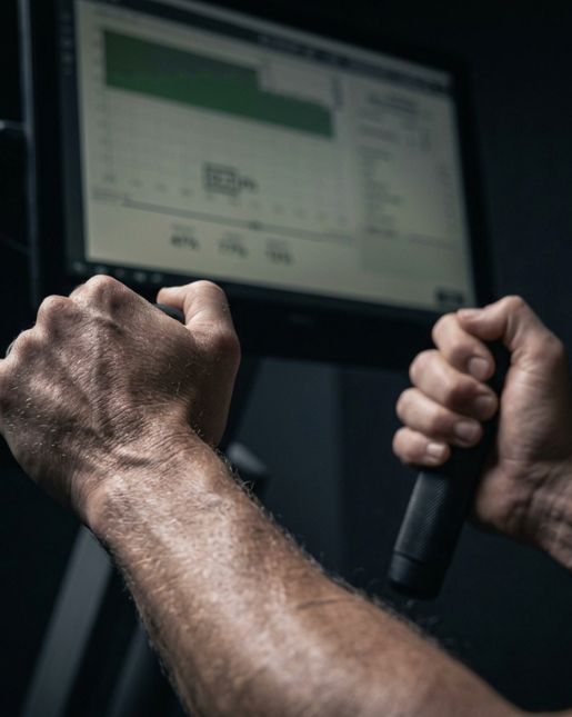 Close-up grip on handles during resistance training session