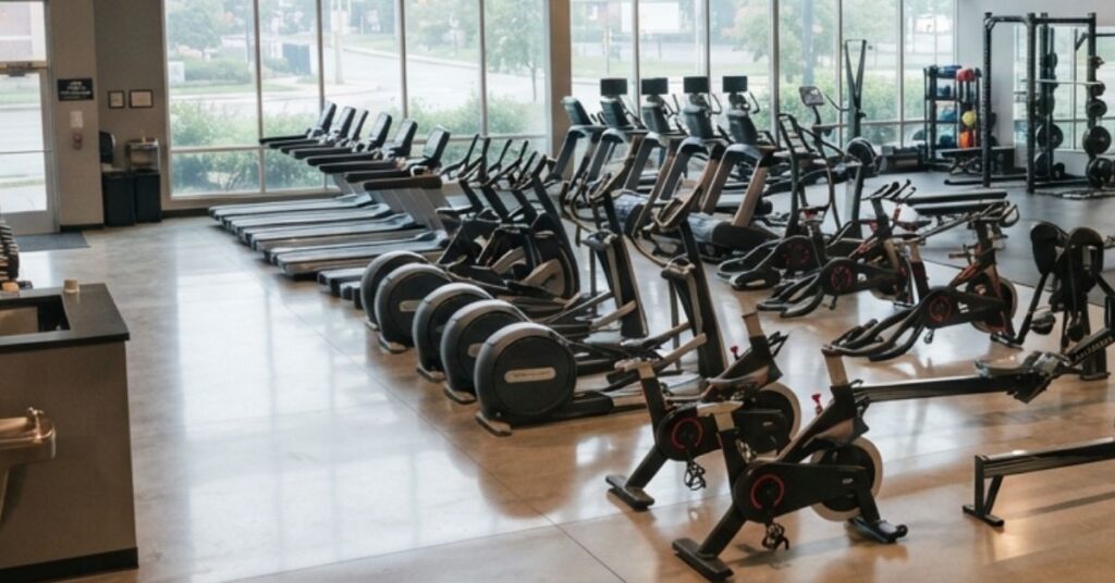Empty gym with equipment